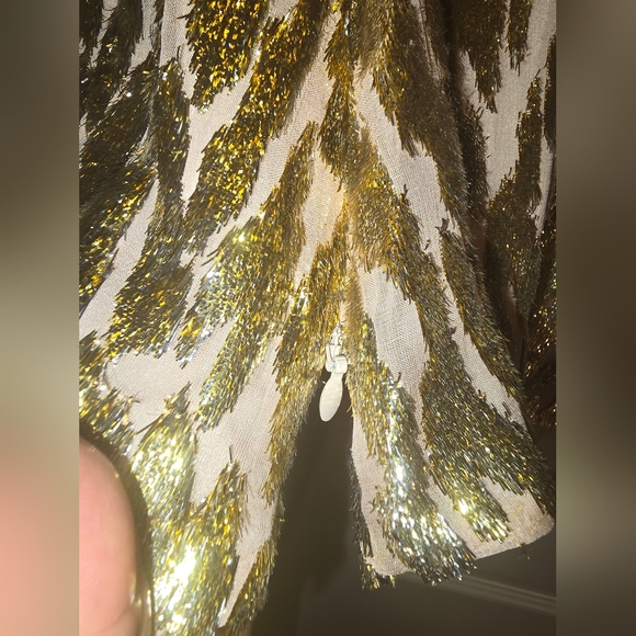 SIMKHAI Elegant Gold and Cream Women's Blouse - Picture 6 of 12